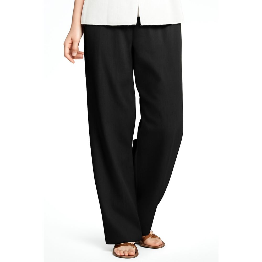 Women's Black Straight-Leg Wide Pants